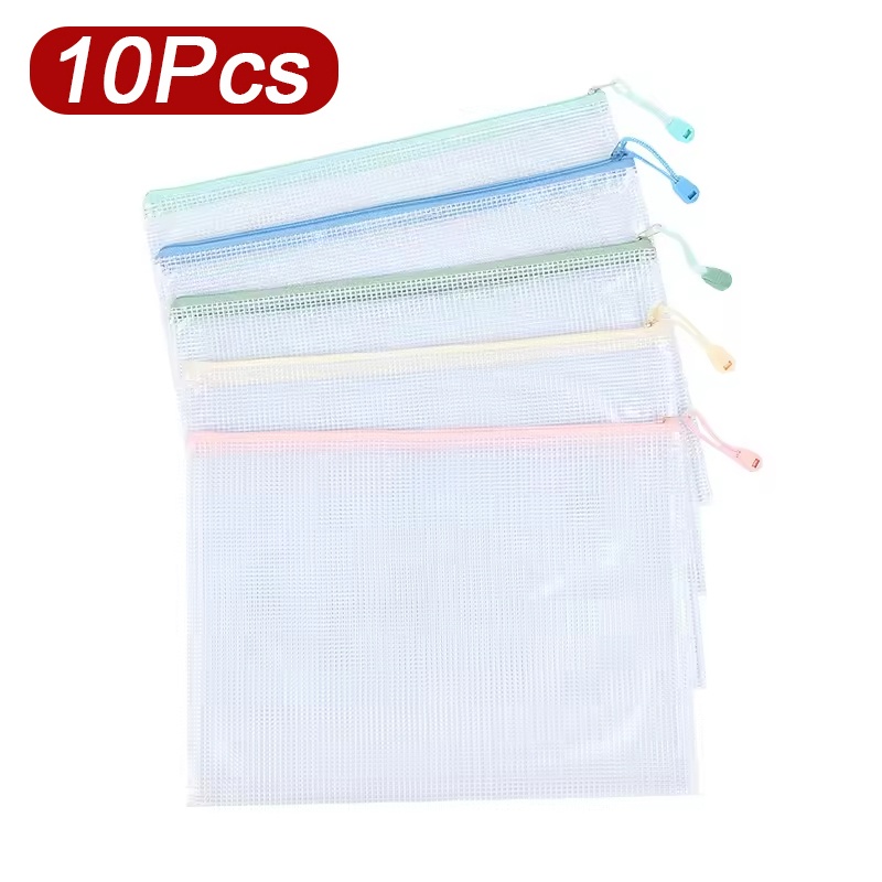Supply Of Office Stationery - 5-30個入り ドキュメントジッパーメッシュバッグ フォルダーファイルポーチ A4用紙オーガナイザー A4 A5収納バッグ