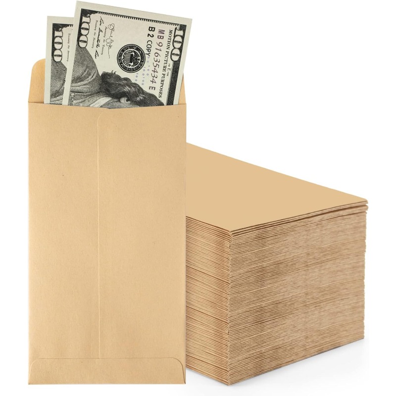 Letter Envelope Kraft - 50 個の現金封筒マネーコンテナクラフト紙コイン現金ポーチ超薄型 DIY コイン収納封筒現金収納袋