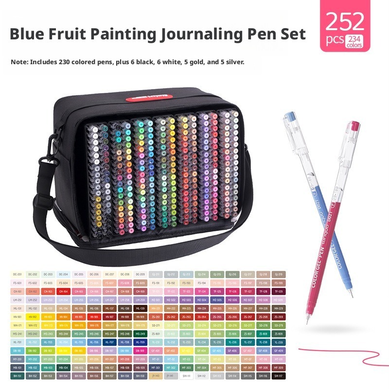 Whiteboard Marker Set - 252本入り 234色 ファインチップ ジェルペイントペンセット ゴールド シルバー