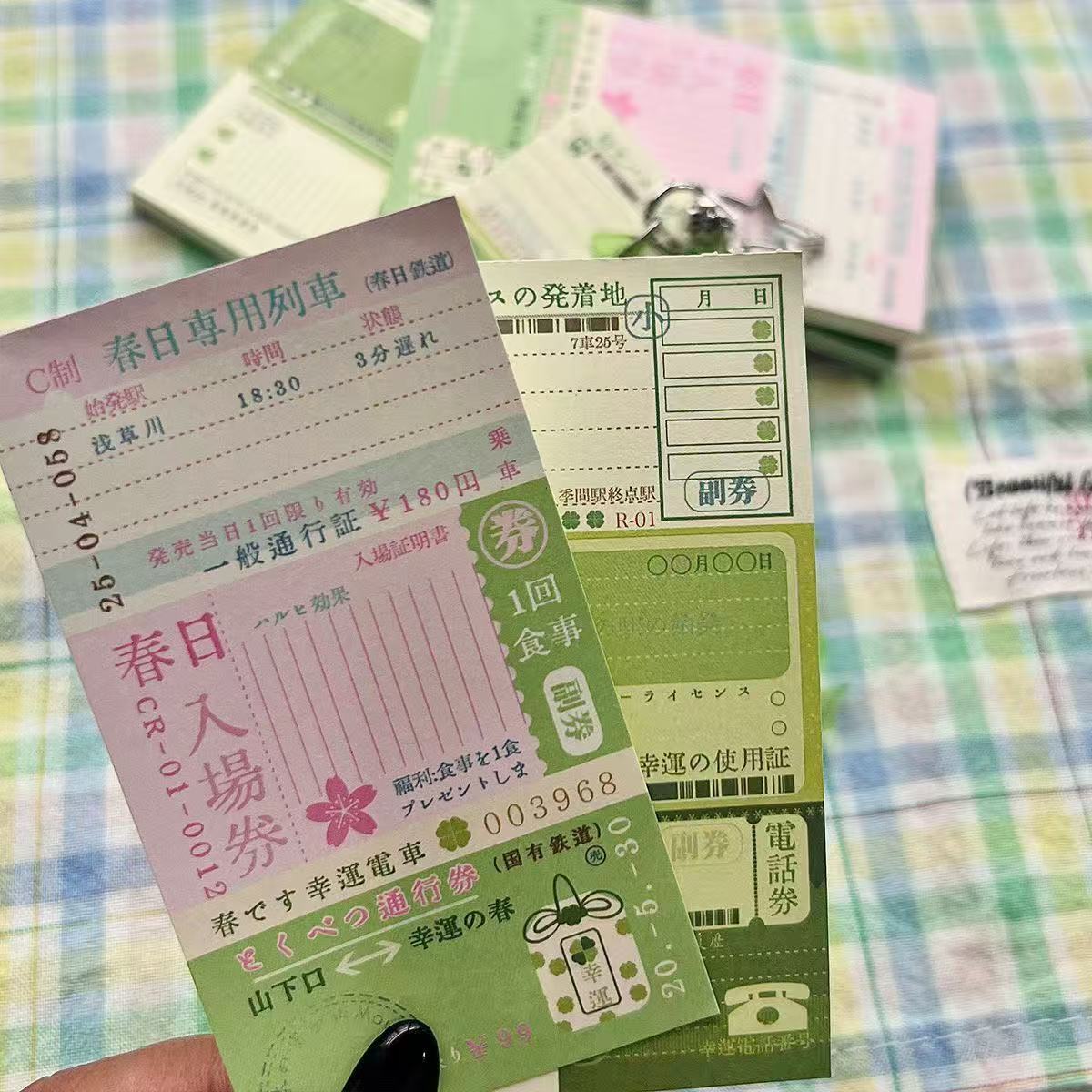 Graph Paper Pad - 40PC かわいい四つ葉のクローバー日本の古代ハンドブック素材紙ノートかわいい漫画パターンノートハンドブック装飾かわいいギフト