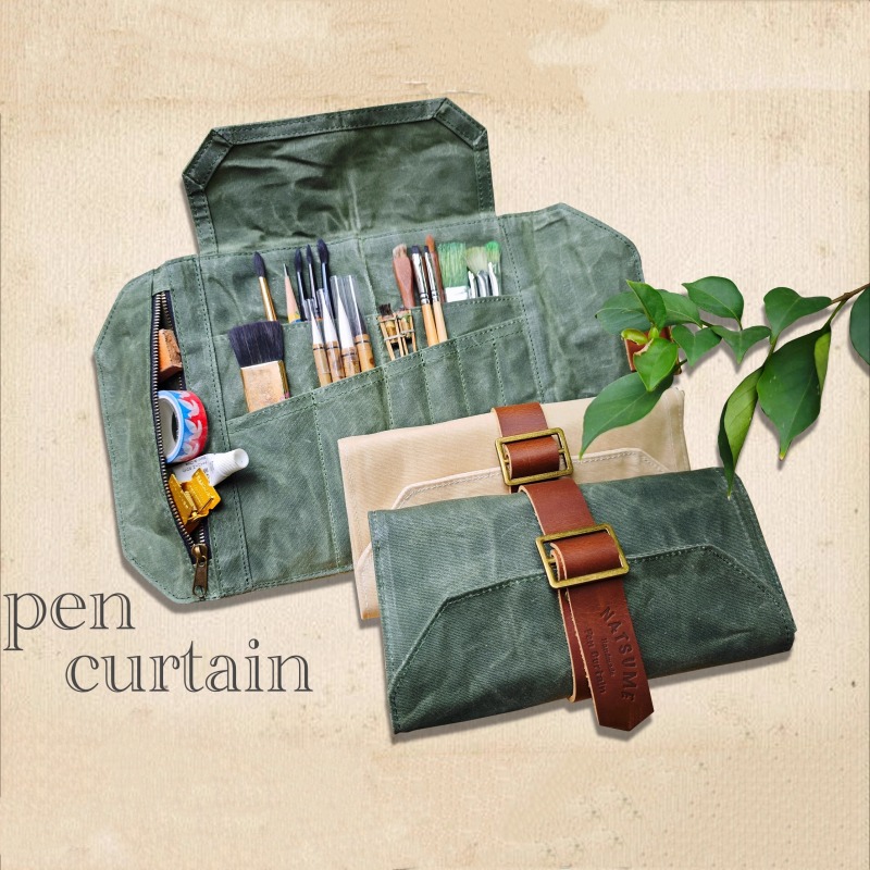 Pen Pouch Roll - 10x25cm ウェットワックス防水キャンバスペンカーテン手作りポータブル水彩画芸術ツール収納ロールアップ鉛筆バッグ