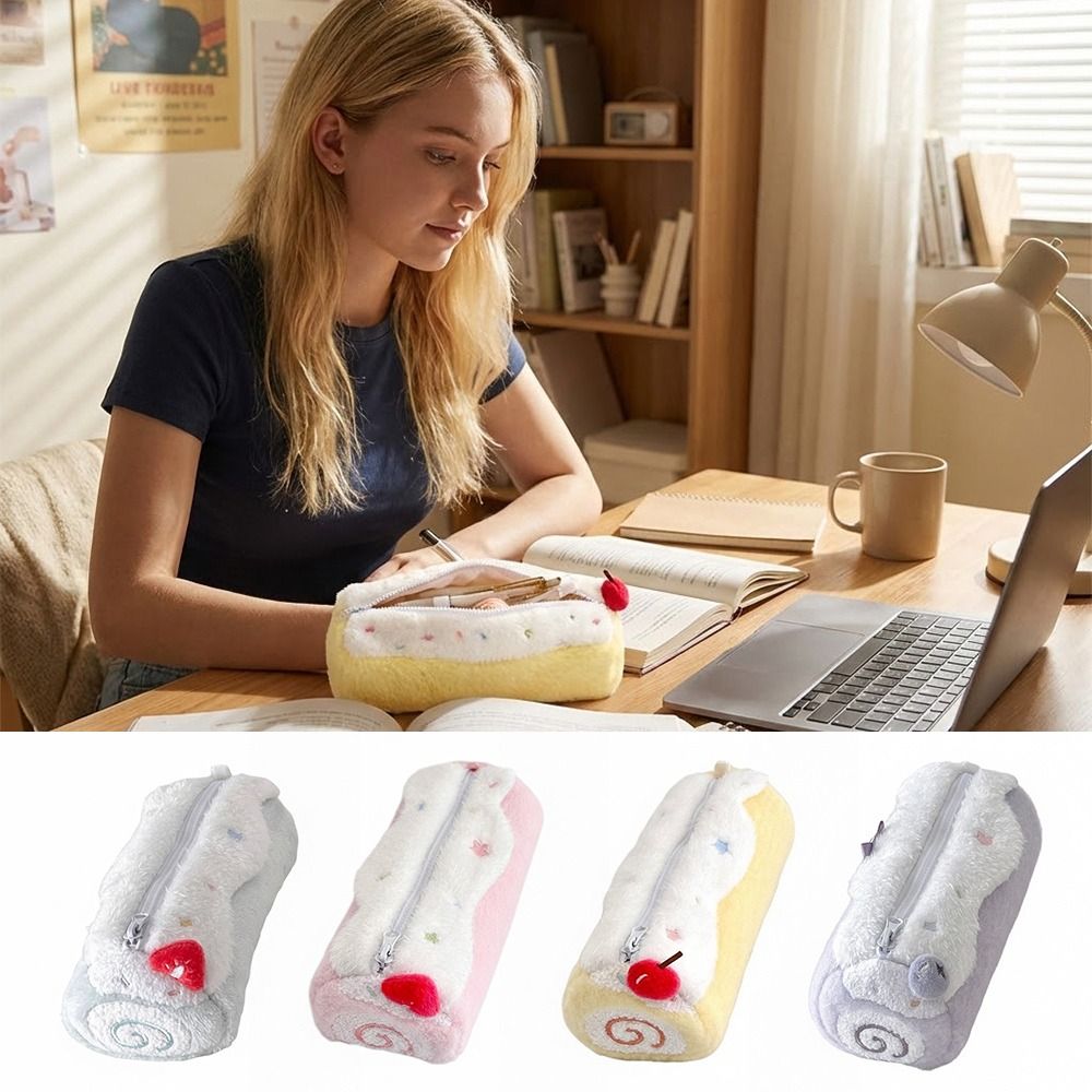 Pen Pouch Roll - 耐久性のあるペンバッグ スイスロール 大容量ペンシルケース ブルーベリー/ストロベリー/チェリー柄 文房具ポーチ 新学期に最適