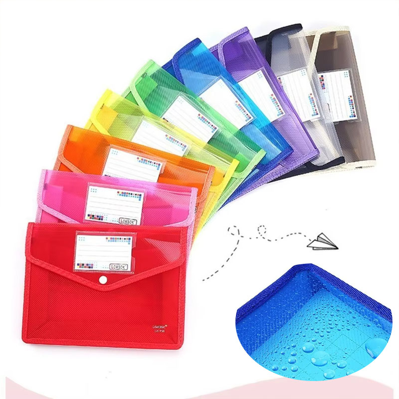 Supply Of Office Stationery - 1-10 個防水 A4 A5 スナップボタンファイルフォルダークリアドキュメントポーチオーガナイザー学校オフィス家庭用文具用品