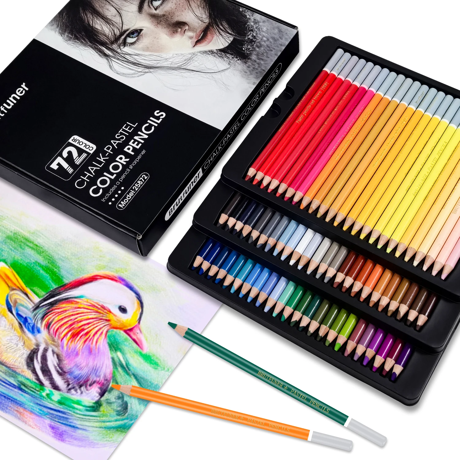 Highlighter Set Pastel - プロチョークパステル色鉛筆、24/72色セット、描画、ブレンド、スケッチ、シェーディング、画材用の色木炭鉛筆