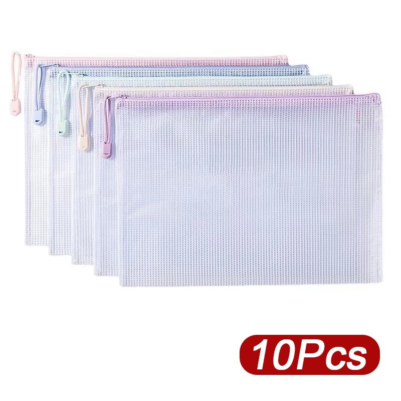 Supply Of Office Stationery - 5-30 個ジッパーメッシュバッグ A4/A5 プラスチックジッパーバッグ整理防水旅行ドキュメントバッグ事務用品学校文具用