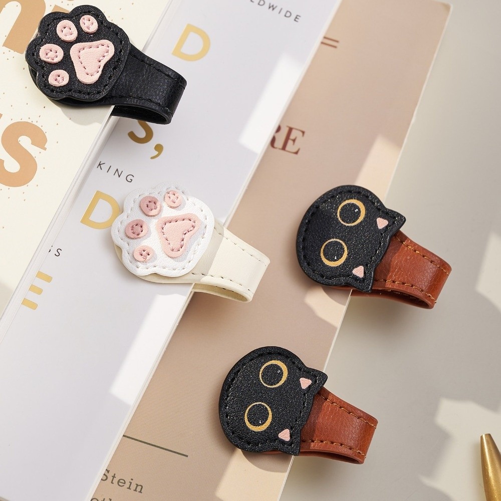 Bookmark Magnetic Clip - かわいいPU磁気ページクリップ猫の足型クリエイティブ読書用ページディバイダー猫の頭型磁気ブックマークブックマーキング
