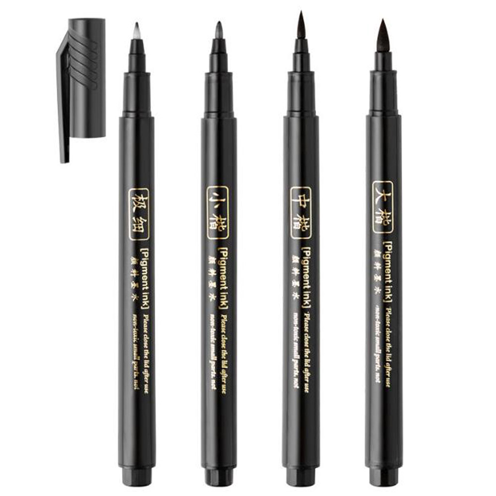 Stationery Warehouse - 4pc ブラシペン書道ペン中国語単語学習文具学生アート描画マーカーペン