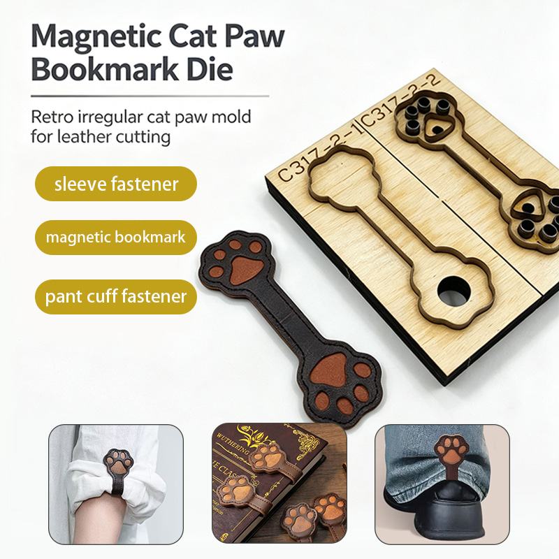 Bookmark Magnetic Clip - C317 キャットクロー革裁断型 DIY手芸用 マグネットブックマーク スリーブ パンツの袖口結びバンド