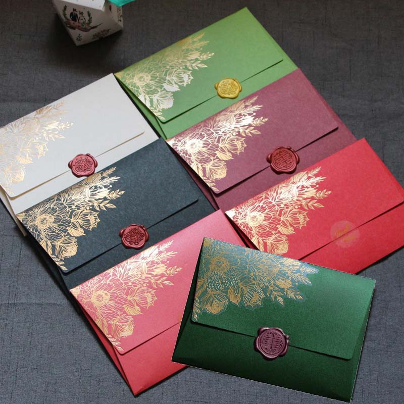 Letter Envelope Kraft - 10 個スタンプなしハイグレードパール紙封筒結婚式招待状ヨーロッパブロンズパターン封筒バッグプレミアム品質
