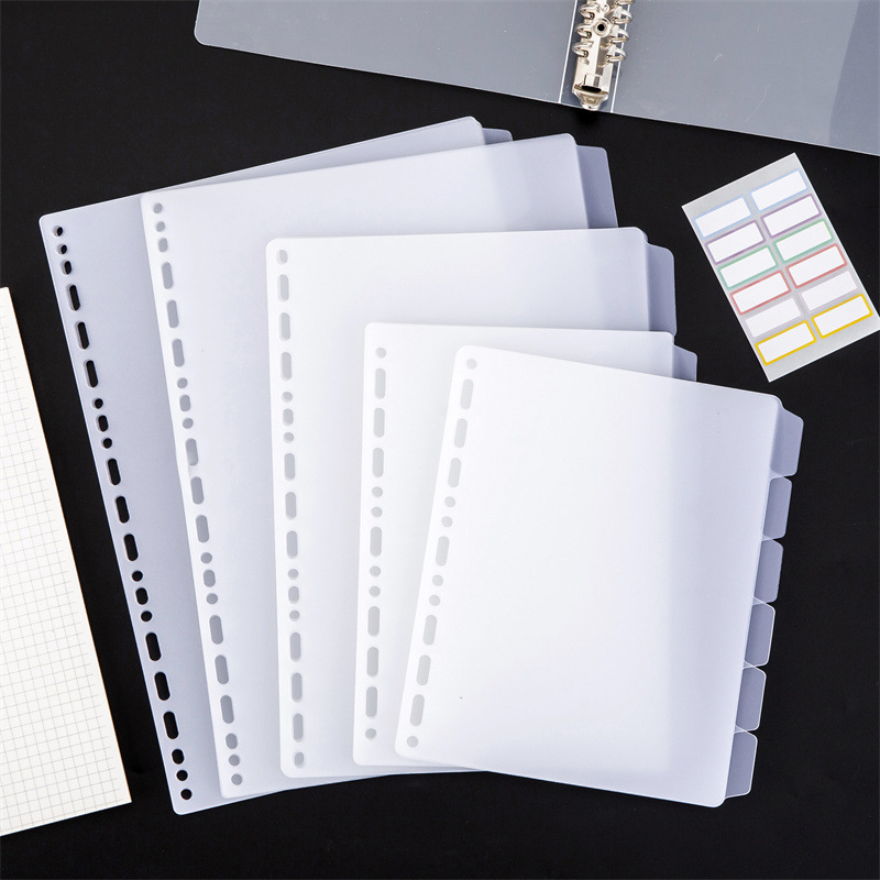 Index Tab Divider - A4 A5 B5 バインダー用仕切り、ジェネラホールバインダーインデックス、5タブ、フロスト加工プラスチック製プランナーディバイダー、丸リングバインダー用シートプロテクター
