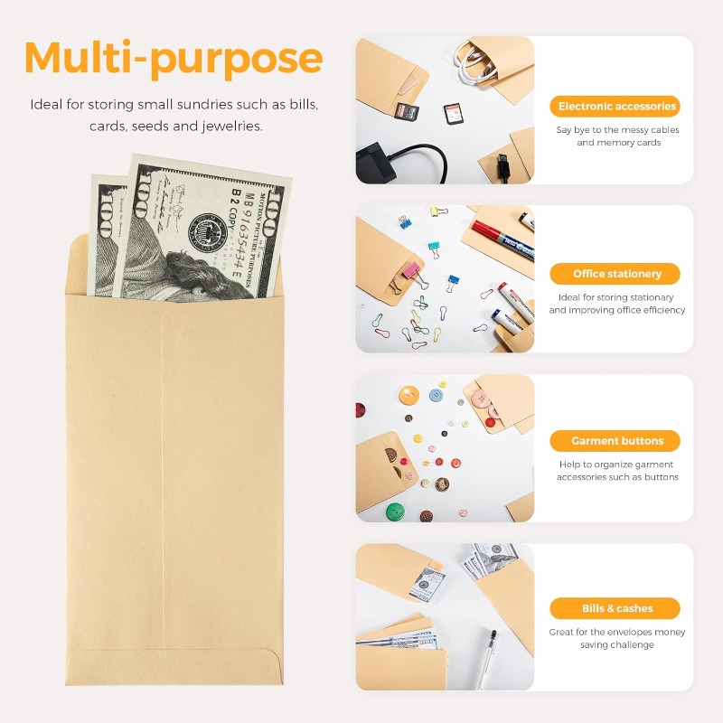50 個の現金封筒マネーコンテナクラフト紙コイン現金ポーチ超 - Letter Envelope Kraft のレビューと価格