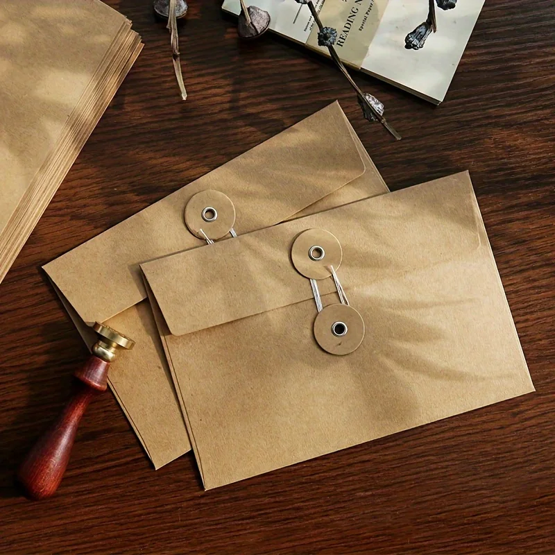 レトロスタイルの茶色のクラフト紙封筒20枚セット - Letter Envelope Kraft のレビューと価格