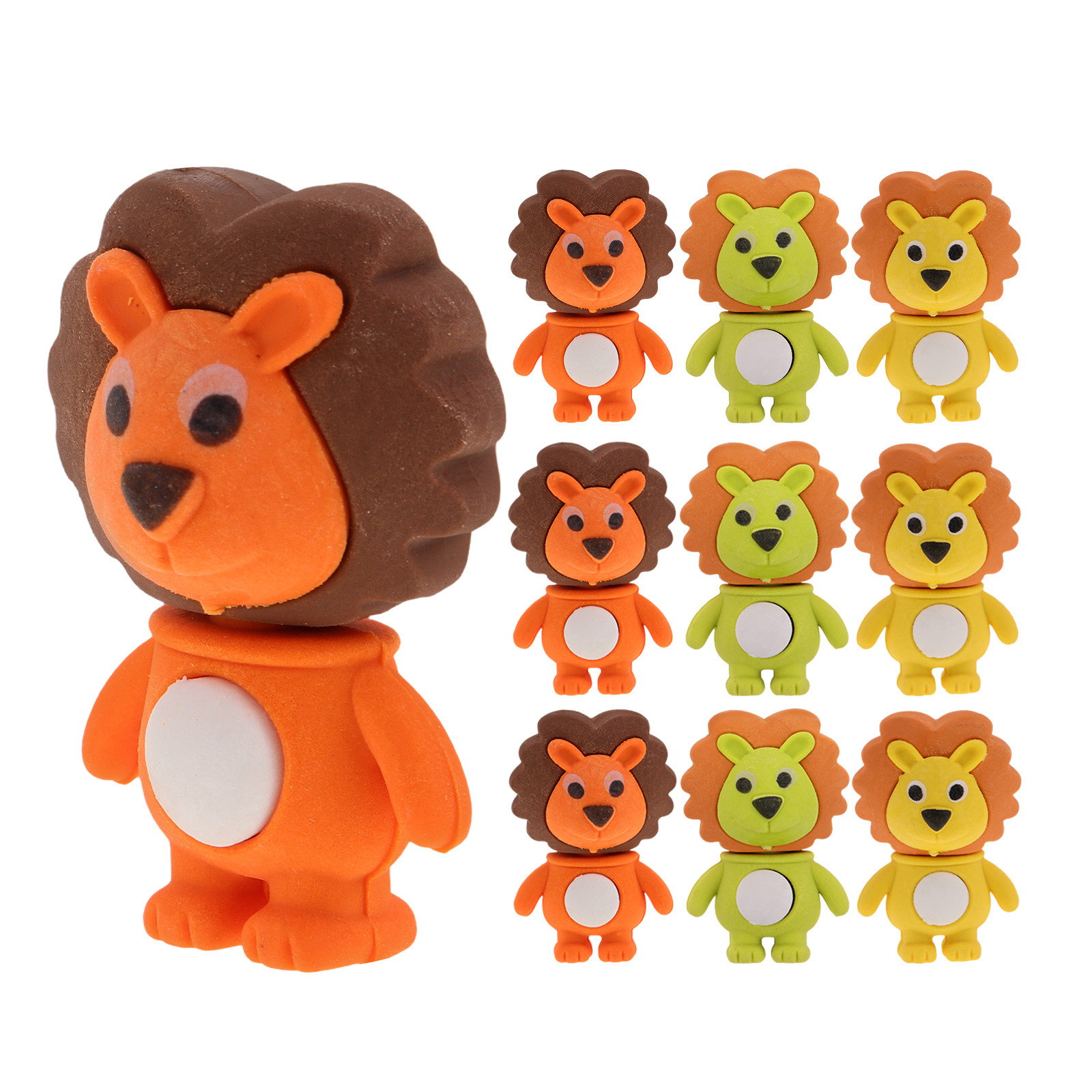 18個入り、小さくてかわいいライオンの消しゴム。TPR素材で - Lion Stationery & Office Supply(Kunshan)Co.Ltd のレビューと価格