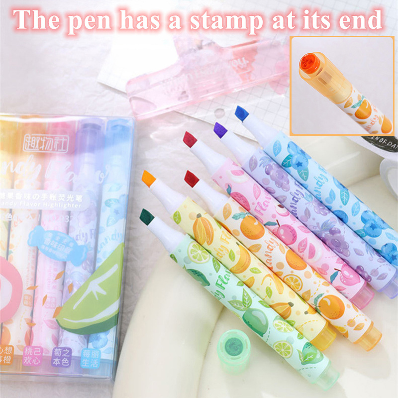 クリエイティブフルーツの香りの蛍光ペンソフトチップペン、スタ - Highlighter Set Pastel のレビューと価格