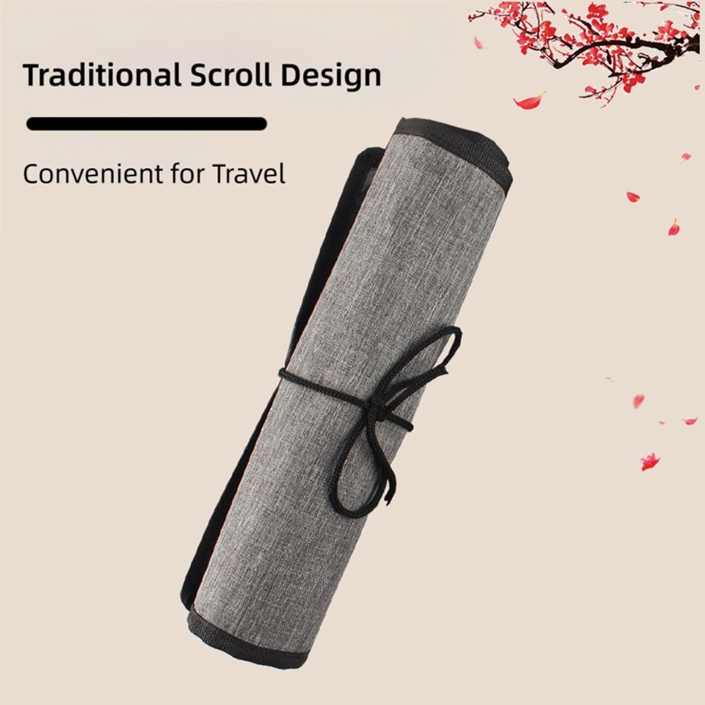 多機能キャンバス製絵筆収納ポーチ グレー 24穴 ロールアッ - Pen Pouch Roll のレビューと価格