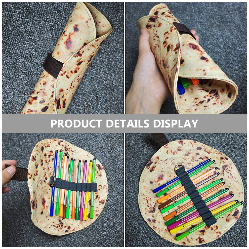 トルティーヤ柄キャンバスロールアップペンシルケース2個セット - Pen Pouch Roll のレビューと価格