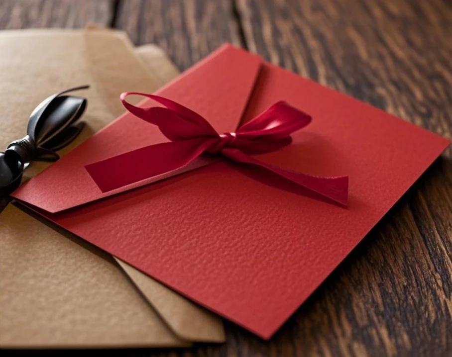 10個入り、クリエイティブなパール紙製のリボンセット。色とり - Letter Envelope Kraft のレビューと価格