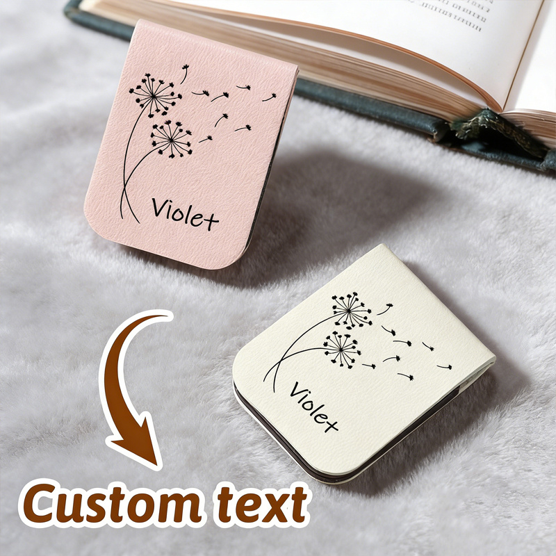 カスタム名入りタンポポ模様フェイクレザー磁気ブックマーク ス - Bookmark Magnetic Clip のレビューと価格