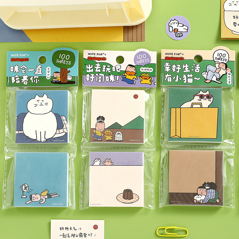 MATSUGODA かわいい漫画の猫柄メモパッド プリントさ - Graph Paper Pad のレビューと価格