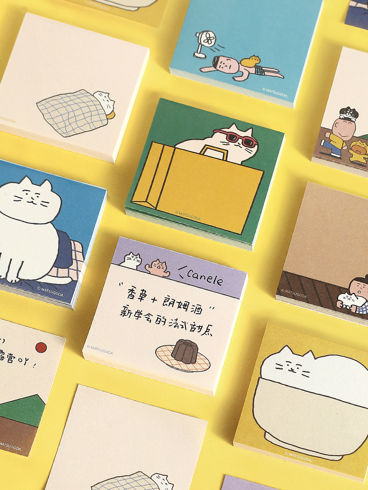 MATSUGODA かわいい漫画の猫柄メモパッド プリントさ - Graph Paper Pad のレビューと価格