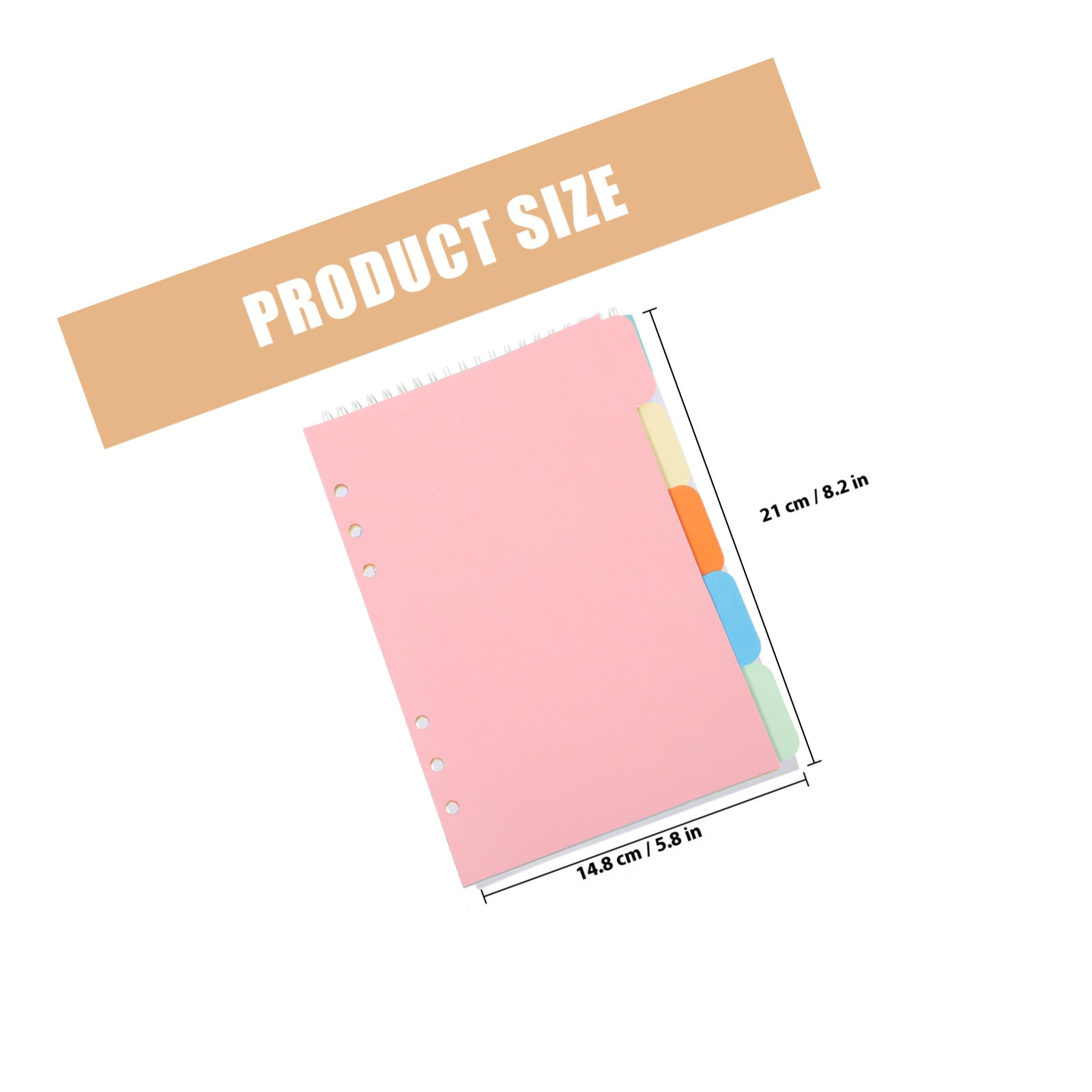 A5サイズのタブ付き仕切り紙1セット。5色展開。幅広のタブで - Index Tab Divider のレビューと価格