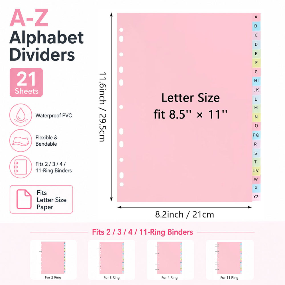 21枚入りA-Zアルファベットバインダーディバイダー、防水P - Index Tab Divider のレビューと価格