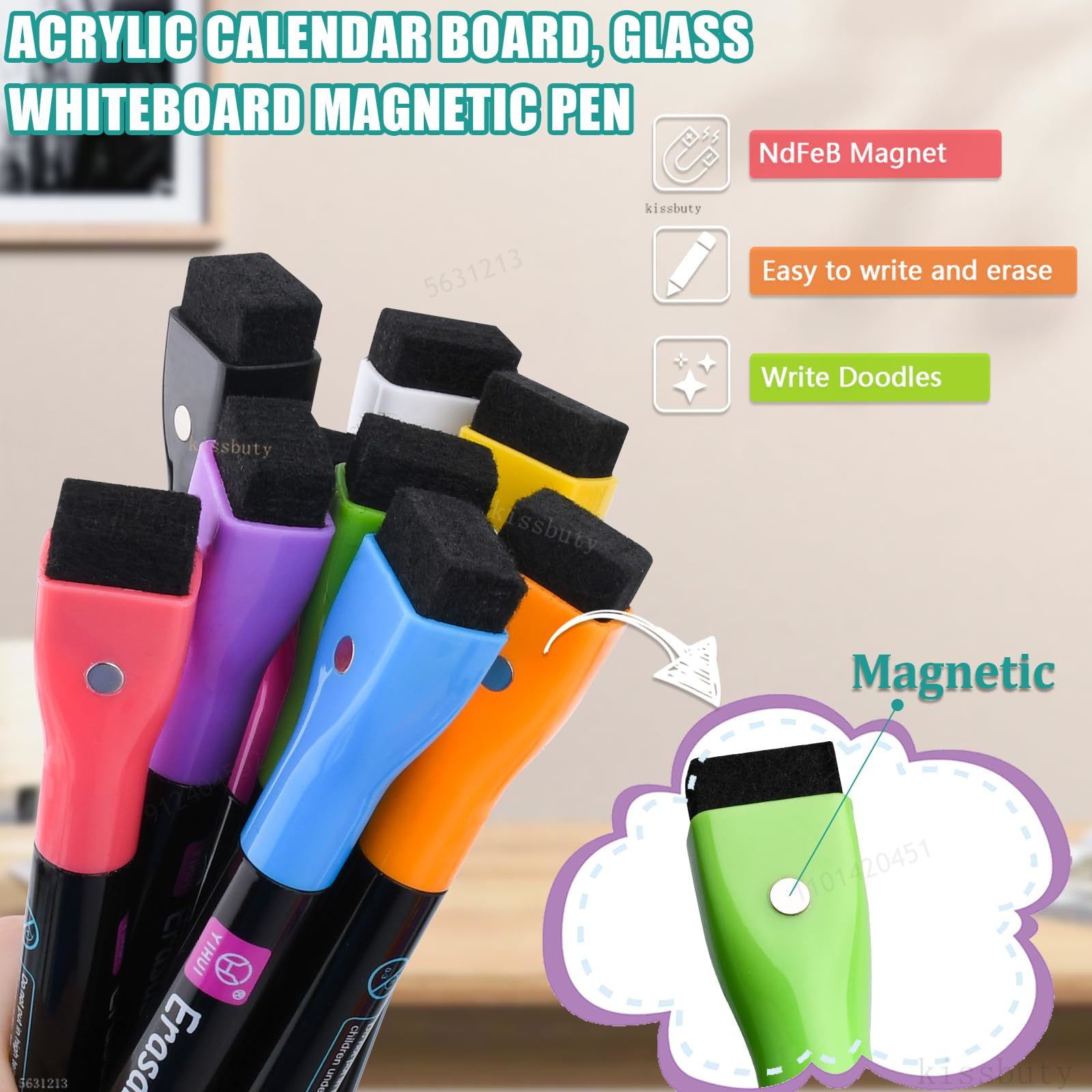 磁気ドライイレースホワイトボードマーカー,消しゴム付き消去可 - Whiteboard Marker Set のレビューと価格