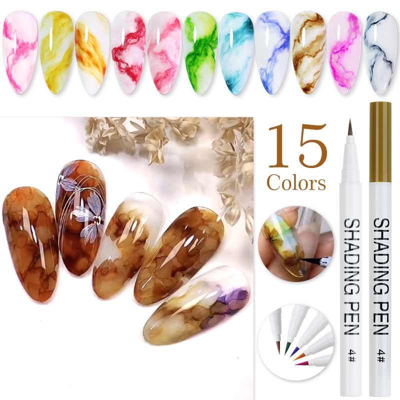 UVジェルネイルアートペン マーブリングマニキュア用 抽象画 - Gel Ink Pen Set のレビューと価格