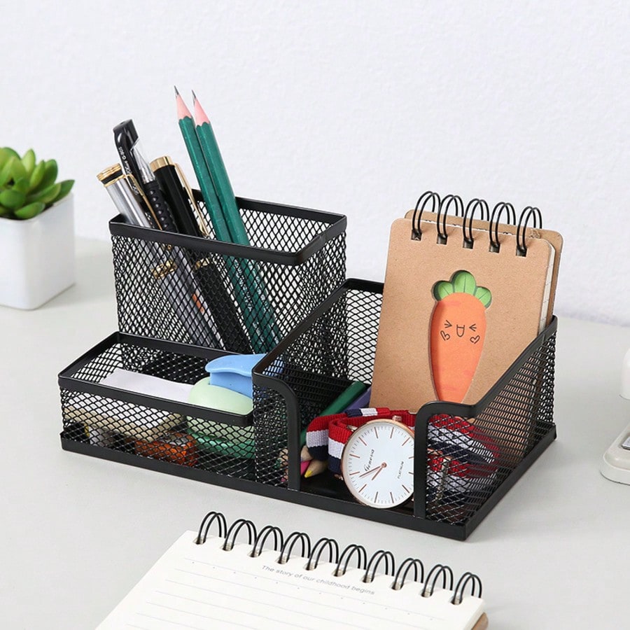 ブラックのメッシュ製デスクトップオーガナイザーラック。多層式 - Office Supply Office Stationery Items のレビューと価格